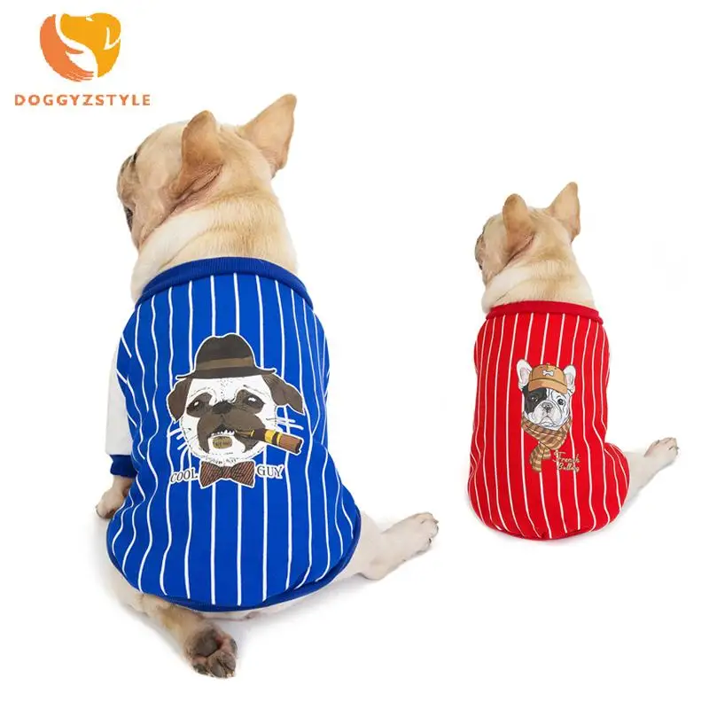 Зимний Французский бульдог худи для домашних собак куртка Sripe Puppy Одежда