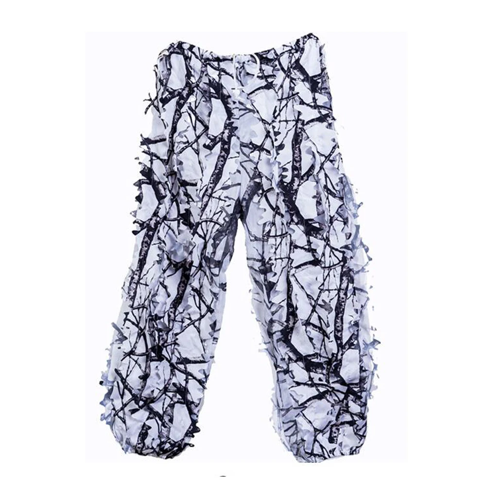 Sniper CS Bionic Camouflage Suit Men 3D Maple Leaf Ghillie Suits Winter White Snow Hunting Clothes Invisible Camo Full Set | Спорт и
