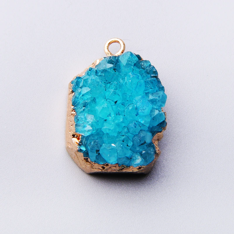 Синий кулон agates Druzy женский разноцветный натуральный камень сделанный кварц