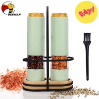 electric salt pepper grinder with led light automatic spice mill wheat straw grinders shaker adjustable coarseness ceramic core