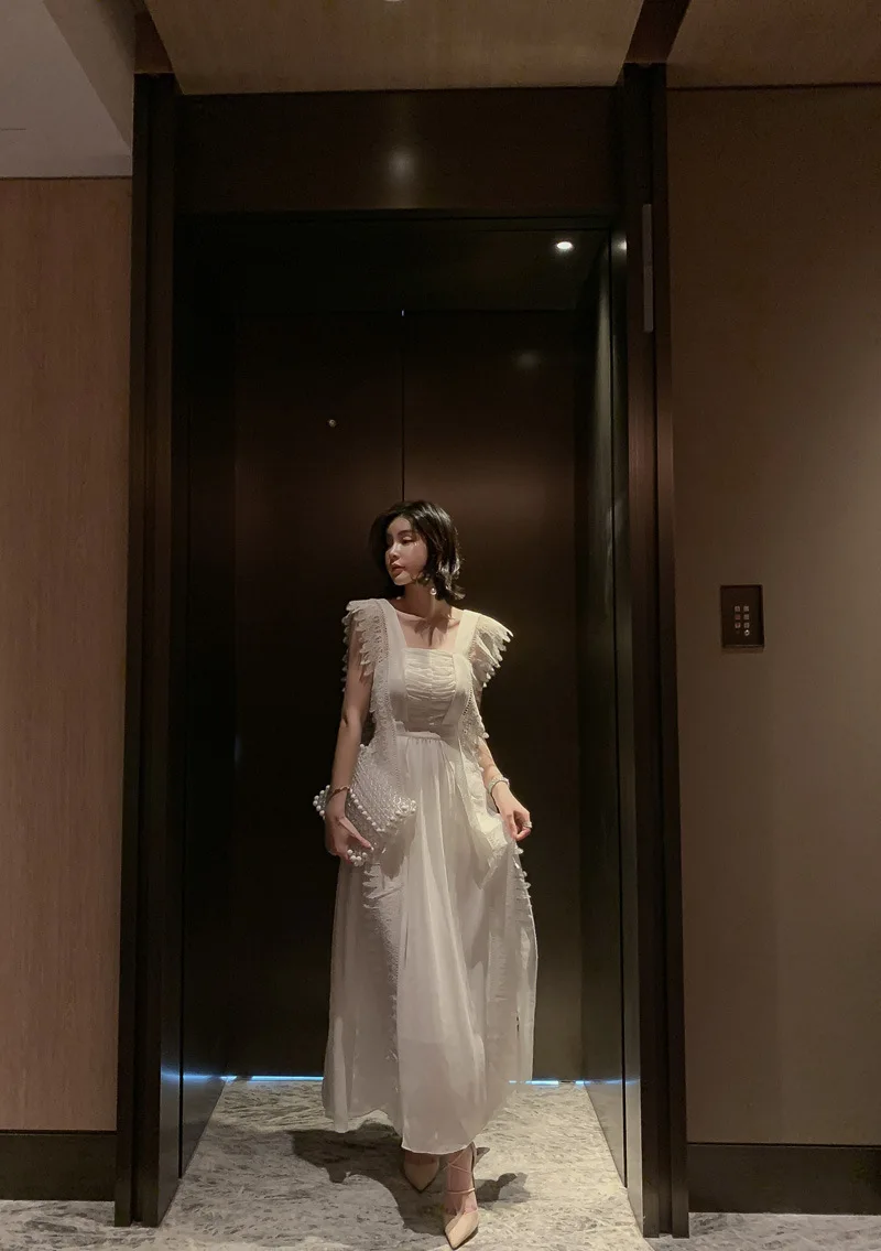 

2021 French Women's New Fashion Skirt Waist Long Dress Chic Gentle Xia Xianqi