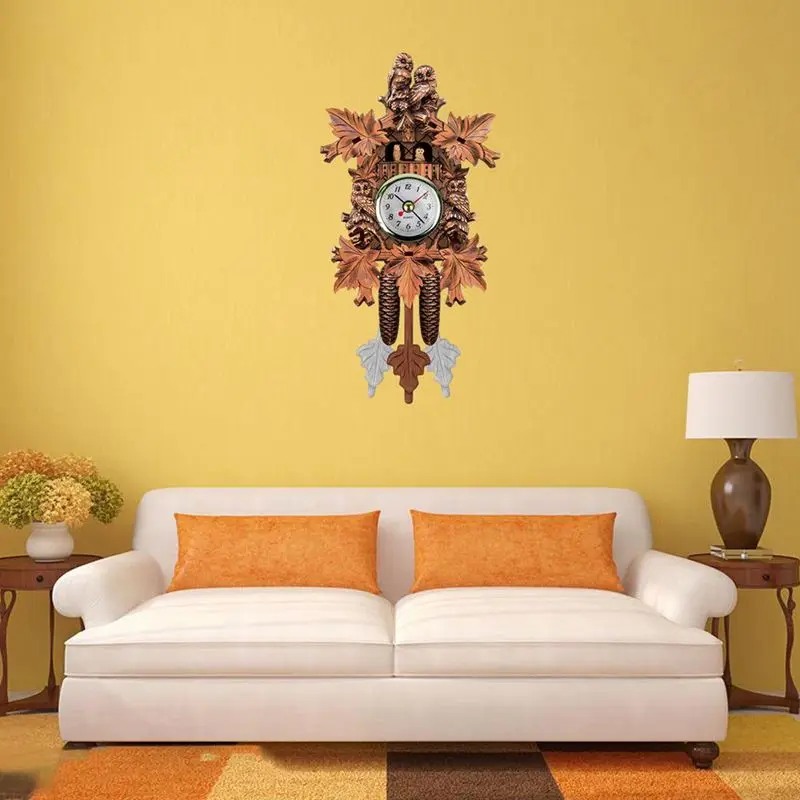 Vintage Home Decorative Bird Wall Clock Hanging Wood Cuckoo Living Room Pendulum Craft Art For New House (brow | Дом и сад