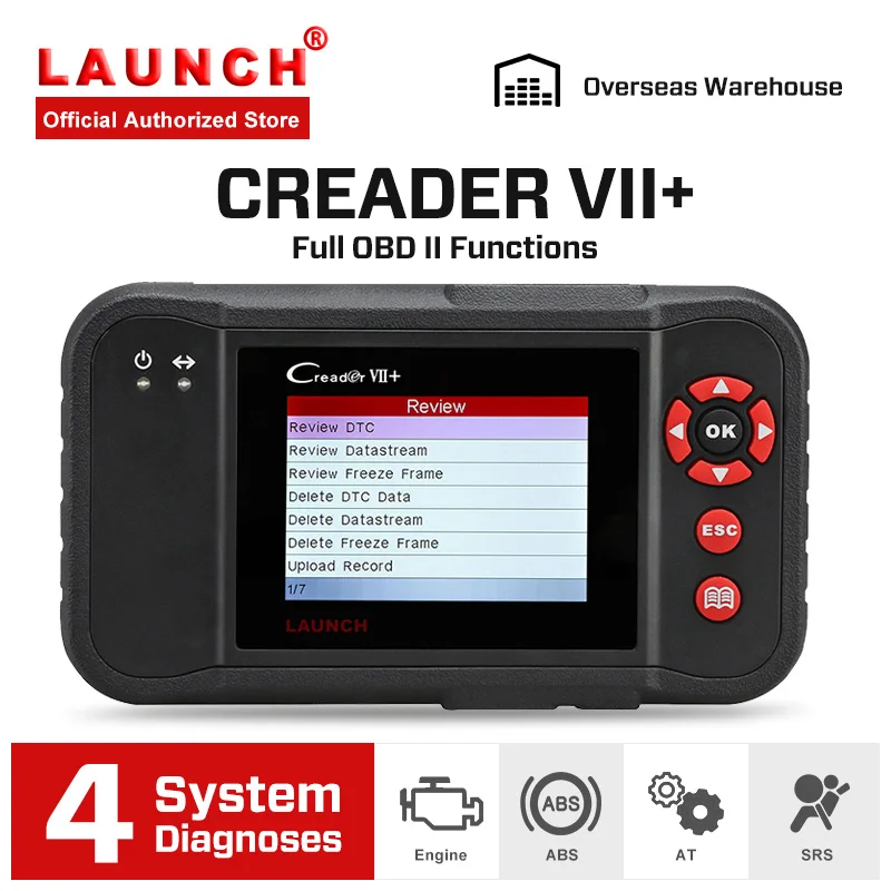 Launch X431 Creader VII + OBD2 автомобильный сканер считыватель кодов двигатель на ABS SRS Airbag