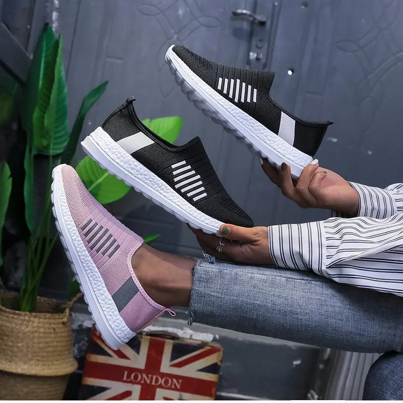 

Mesh Ladies Casual Walking Shoes Slip on Female Outdoor Footwear Fashion Breathable Women Sport Sneakers Comfort Plus Size 35-43