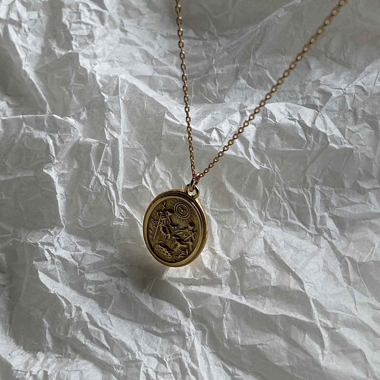 

Leouerry 925 Sterling Silver Oval Golden Pendant Necklace Double Side Lettering Bible Necklaces for Women 925 Silver Jewelry