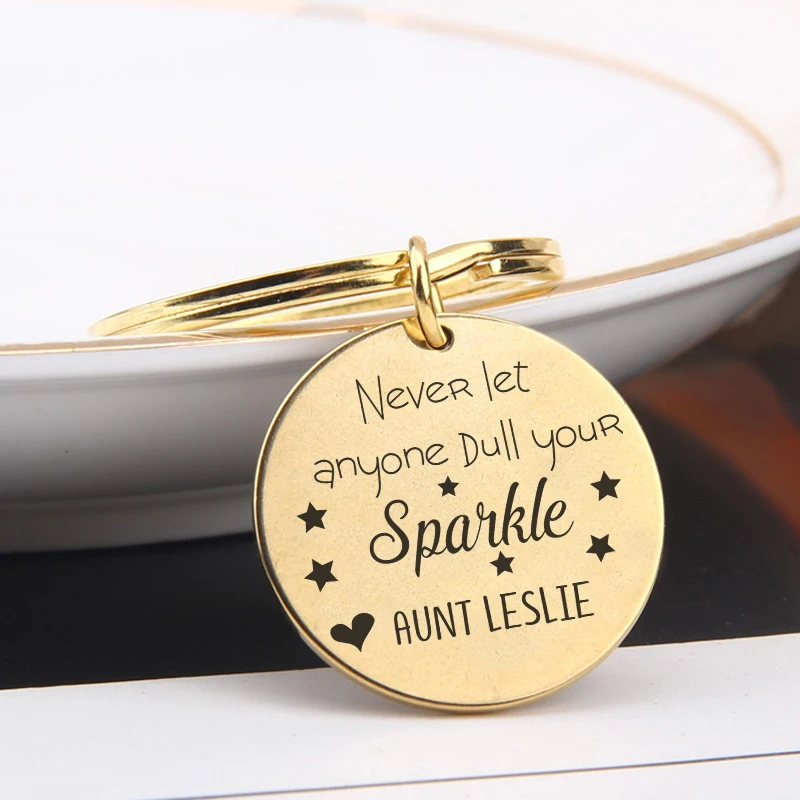 FLYANGEL заказное имя модная круглая цепочка для ключей племянница брелок с