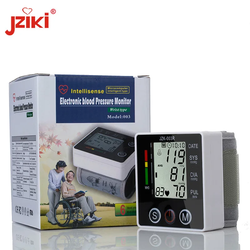 

JZIKI Wrist Blood Pressure Monitor English or Russian Voice Sphygmomanometer Portable Wrist Blood Presure Meter Health Monitor