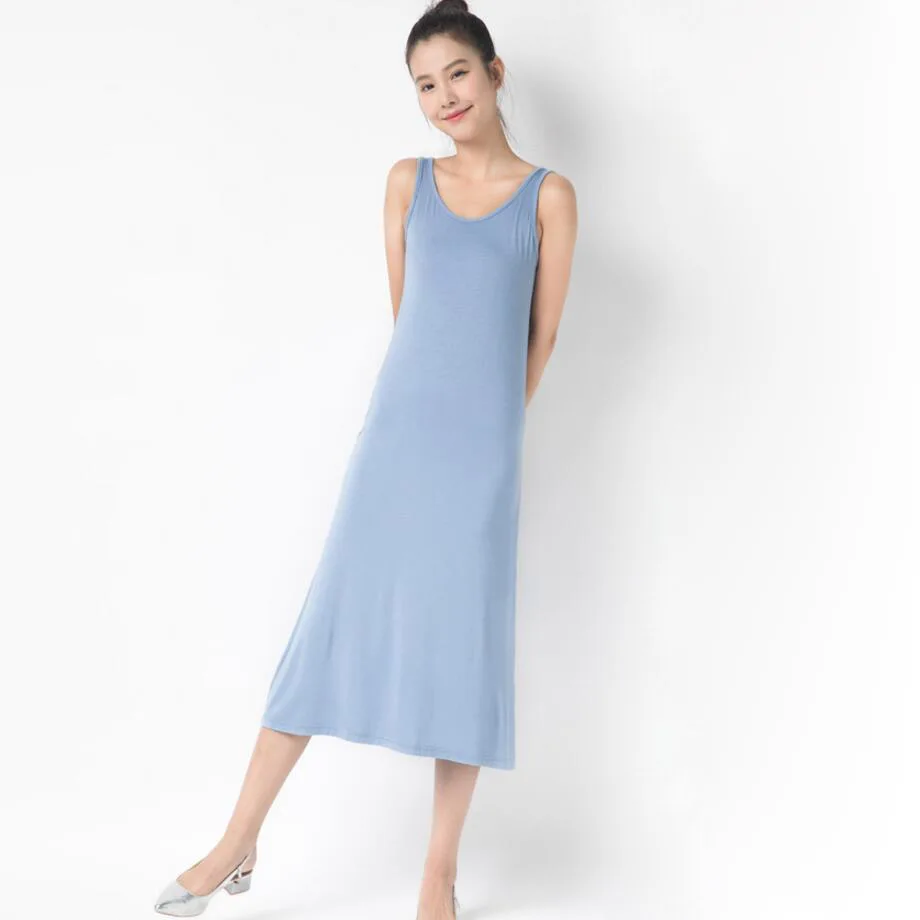 

2020 Women's fashion Modal Dress Spaghetti Vest 82 to 110cm Long Under dress Spring and summer Ladies Casual Dresses