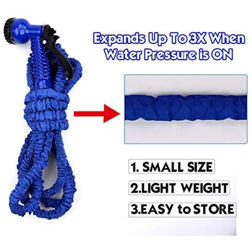 Садовый шланг 25Ft водяной расширяемый садовый с двойным латексным сердечником