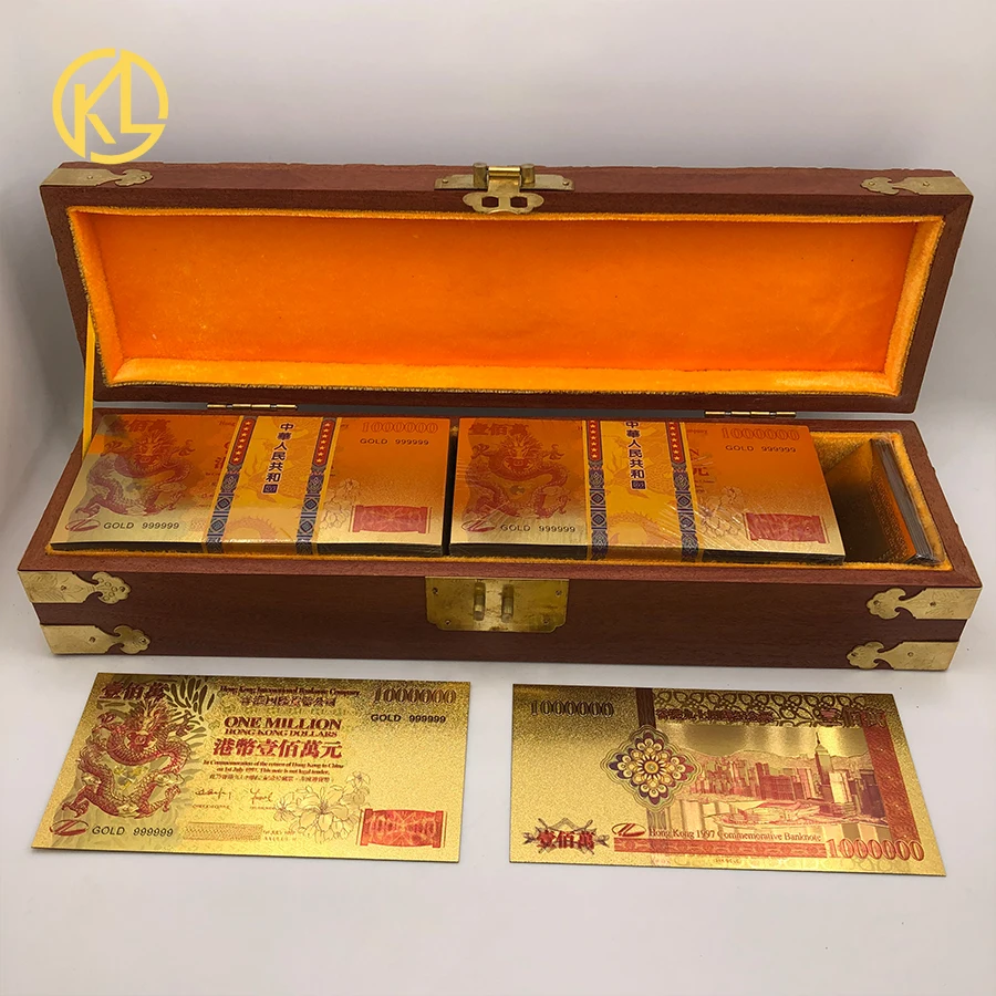 1 million HK Dollar 1 коробка УФ свет 1000 RMB золото банкнота из фольги китайский дракон с роскошным драконом коробка поддельные деньги Реплика - Цвет: 1 million HK Dollar
