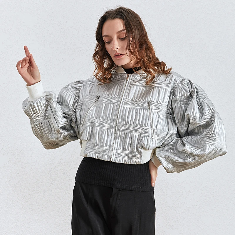 TWOTWINSTYLE повседневные популярные цветные куртки с рюшами женские короткие пальто