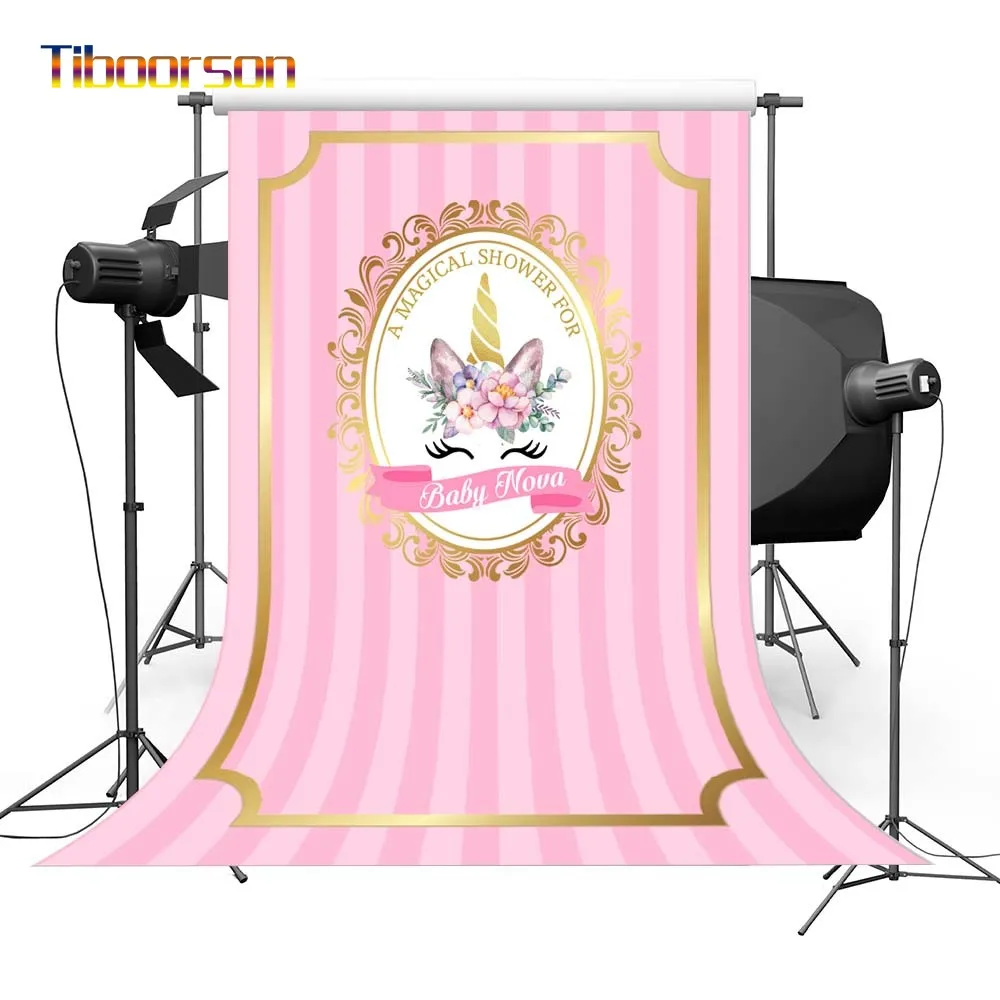 

Magical Miracle Unicorn Flower Newborn Baby Shower Birthday Backdrop Vinyl Photography Background for Photo Studio Photophone