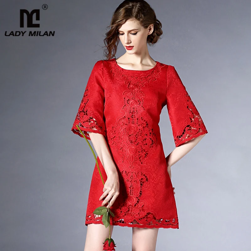 Женское платье с О образным вырезом повседневные дизайнерские платья рукавами 3/4