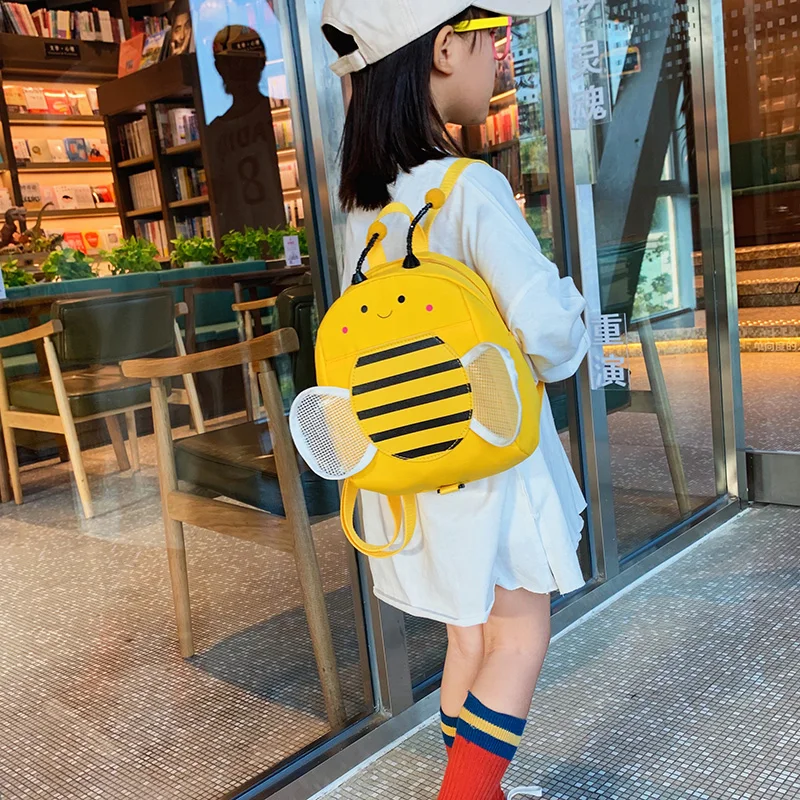 Cute Bee Mesh Small Wings Cartoon Animal Zipper Bag Children Backpack Wholesale New Fashion Boys Girls Kawaii Backpack Gift