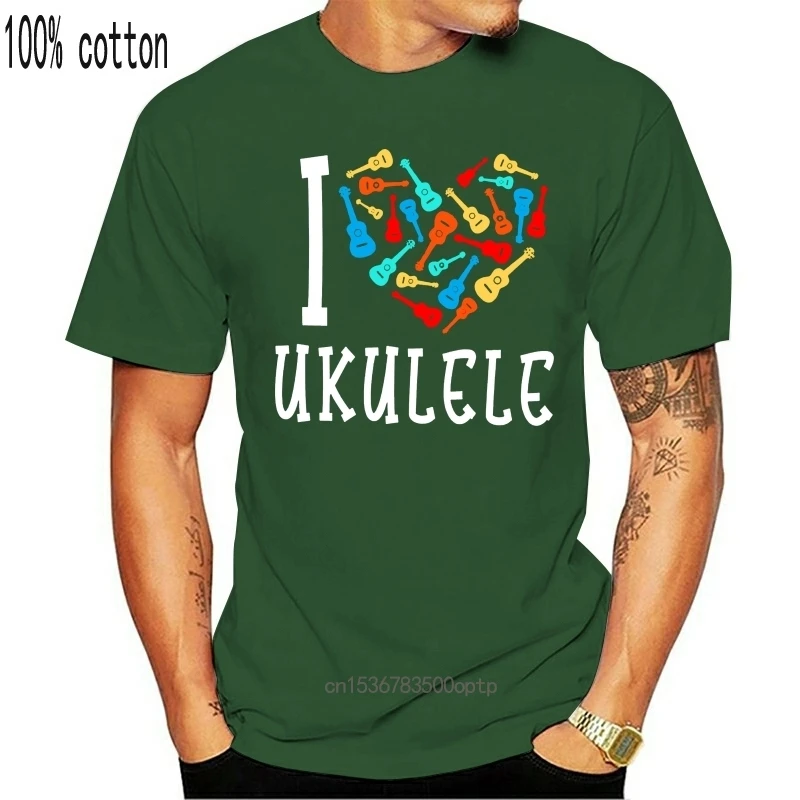 

Футболка с круглым вырезом и надписью «I Love Ukulele»