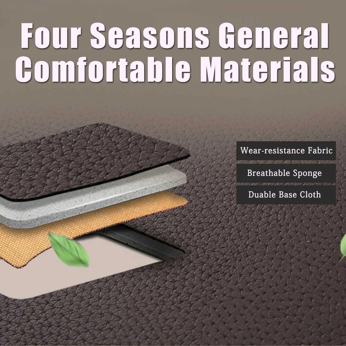 

Wear-Resistant Leather Car Seat Cover Front Backrest Car Seat Cushion Central Armrest Cover Headrests Pillows Full set