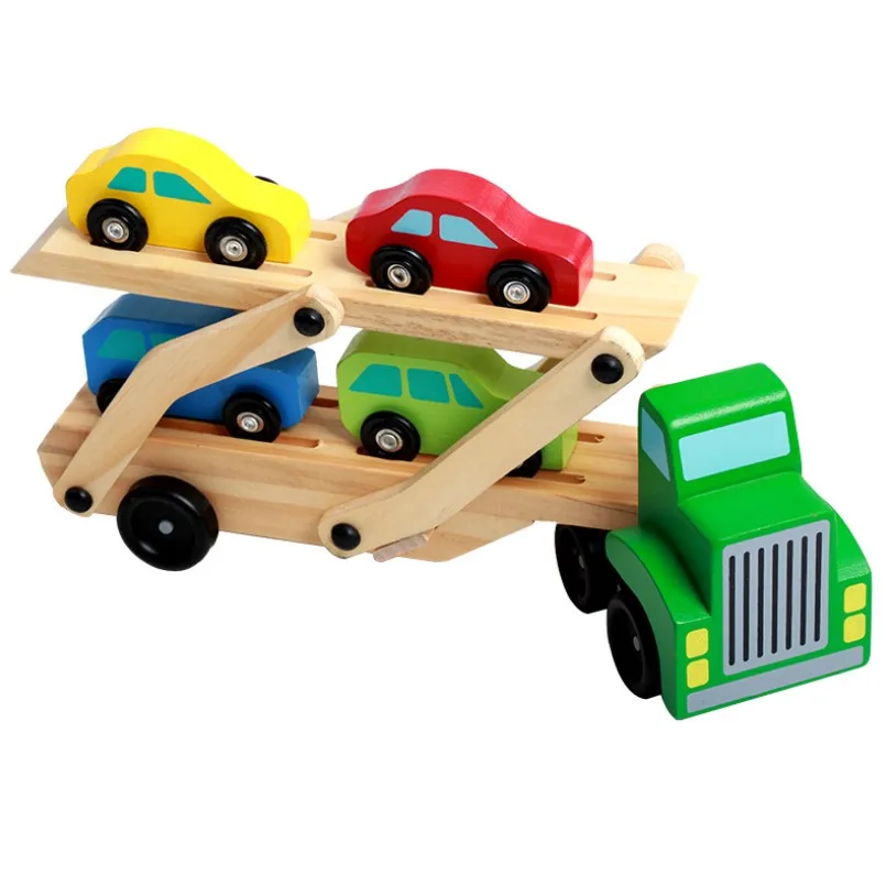 Деревянный прицеп модель игрушки транспорт автомобиль перевозчик грузовик