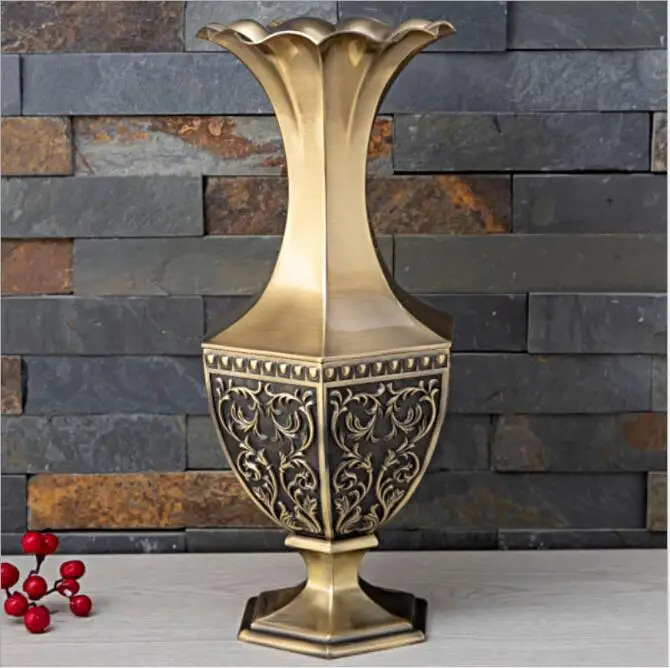 bronze color Европейский h34см старинный оловянный цвет большая vas винтажная ваза для украшения дома вазы металлические цветы из сплава ваза Настольная Ваза для украшения 014 - Цвет: bronze color