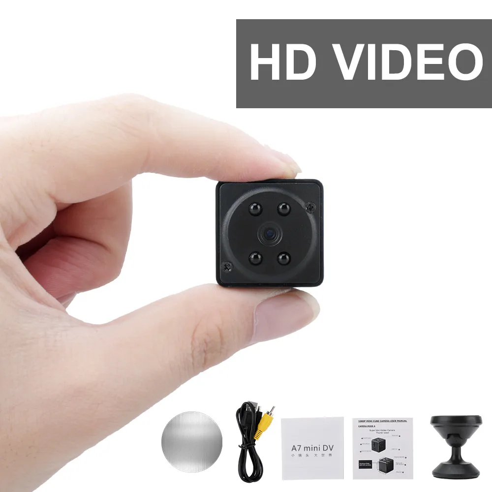 A7 1080P HD мини-камера ночного видения, видеокамера, детектор движения, автомобильная камера наблюдения, магнитный кронштейн, вращение на 360 градусов