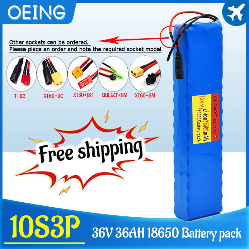 

10S3P 36V 36000mAh 18650 Li-ion Battery Series Lithium Ion Battery Pack for 100W-500W Electric Scooter M365 Parallel Use