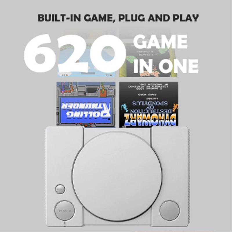 Mini TV Game Case 8 Bit Retro Video Console With Two Gamepad Built-In 620 Games Handheld Gaming Player For PS1 | Электроника