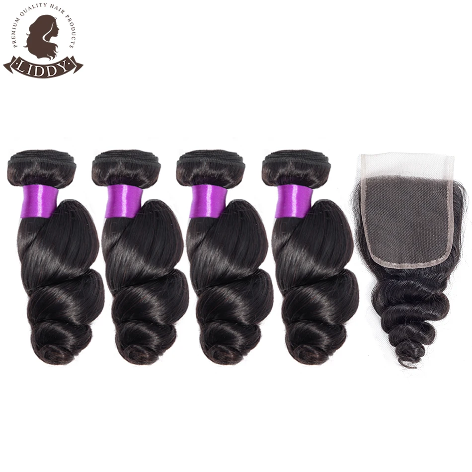 Liddy Hair 4 пряди бразильских волос с застежкой 100% не Реми свободные волнистые