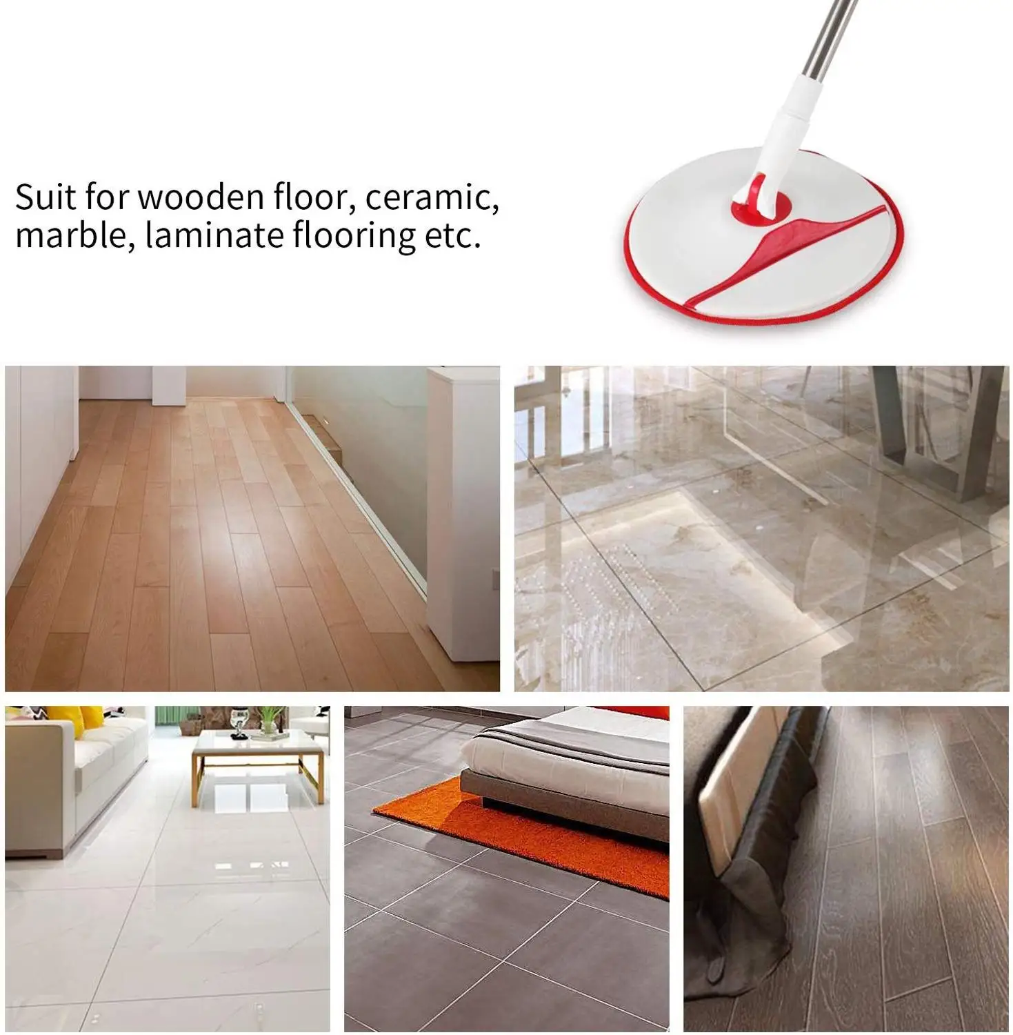 швабра с ведром Регулируемая Швабра для мытья пола Cleanhome из микрофибры