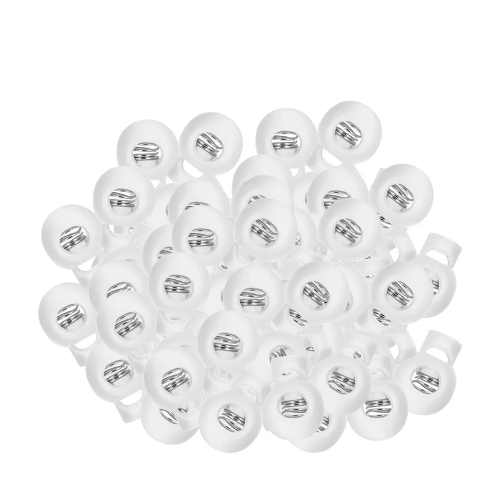 

500PCS White Making Mouth Face Mask DIY Accessories Rope Cord Locks Clip End Single Holes Luggage Lanyard Fasten Stopper Sliding