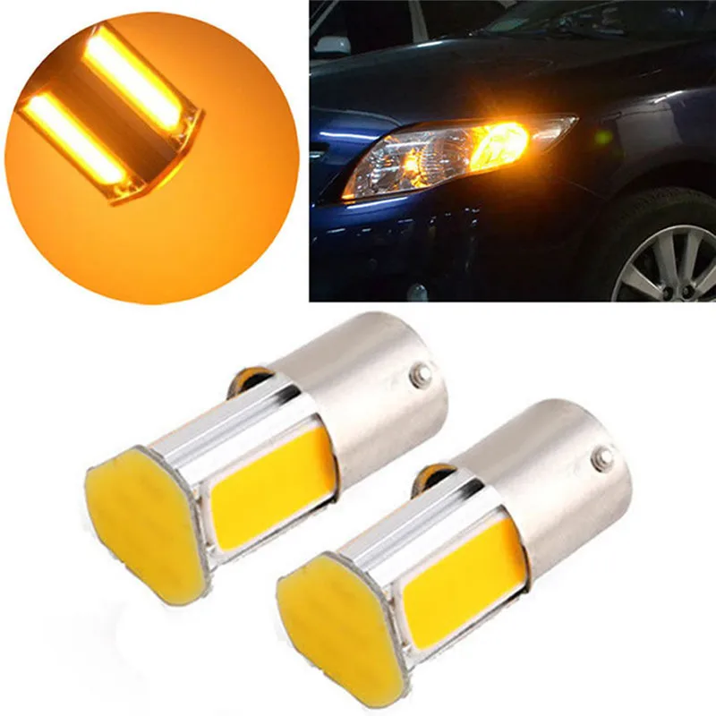

New Super Light 2Pcs 12V 1157 4 COB LED Car Turn Signal Rear Light High Quality Low Consumption Lamp Bulb Amber Yellow#268798