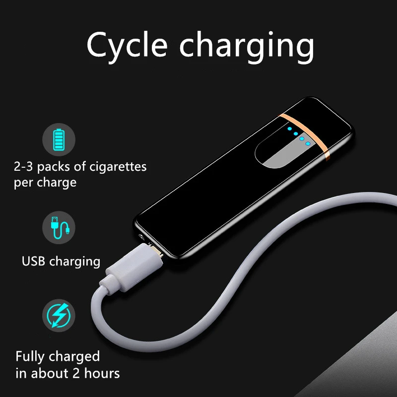 Qianyun USB перезаряжаемая зажигалка с сенсорным экраном для зарядки сенсорная