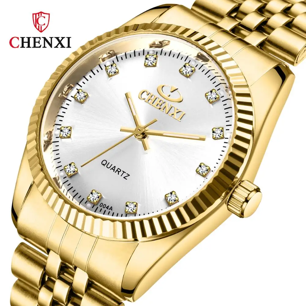 CHENXI fashion Couple Watch Men Women Top Brand Luxury Gold Watches Fashion Waterproof Stainless Steel Clock amante relógios