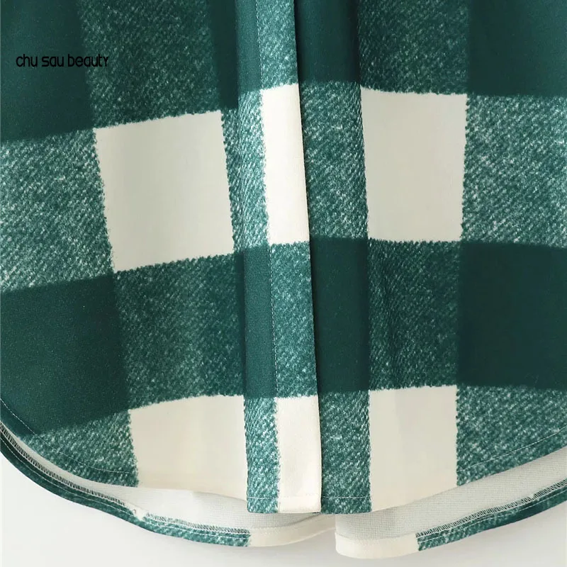 

Women 2020 Fashion With Pockets Loose Plaid Woolen Coat Vintage Long Sleeve Female Female Outerwear Chic Overcoat C75