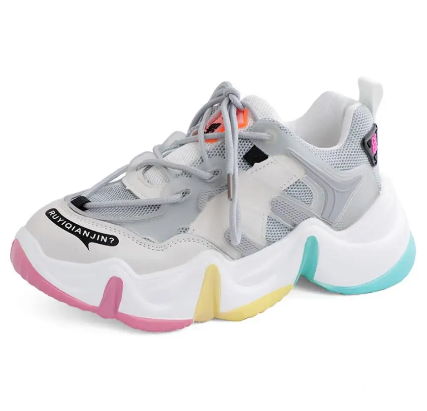 Женские кроссовки на платформе Повседневные Дышащие Мягкие массивной подошве