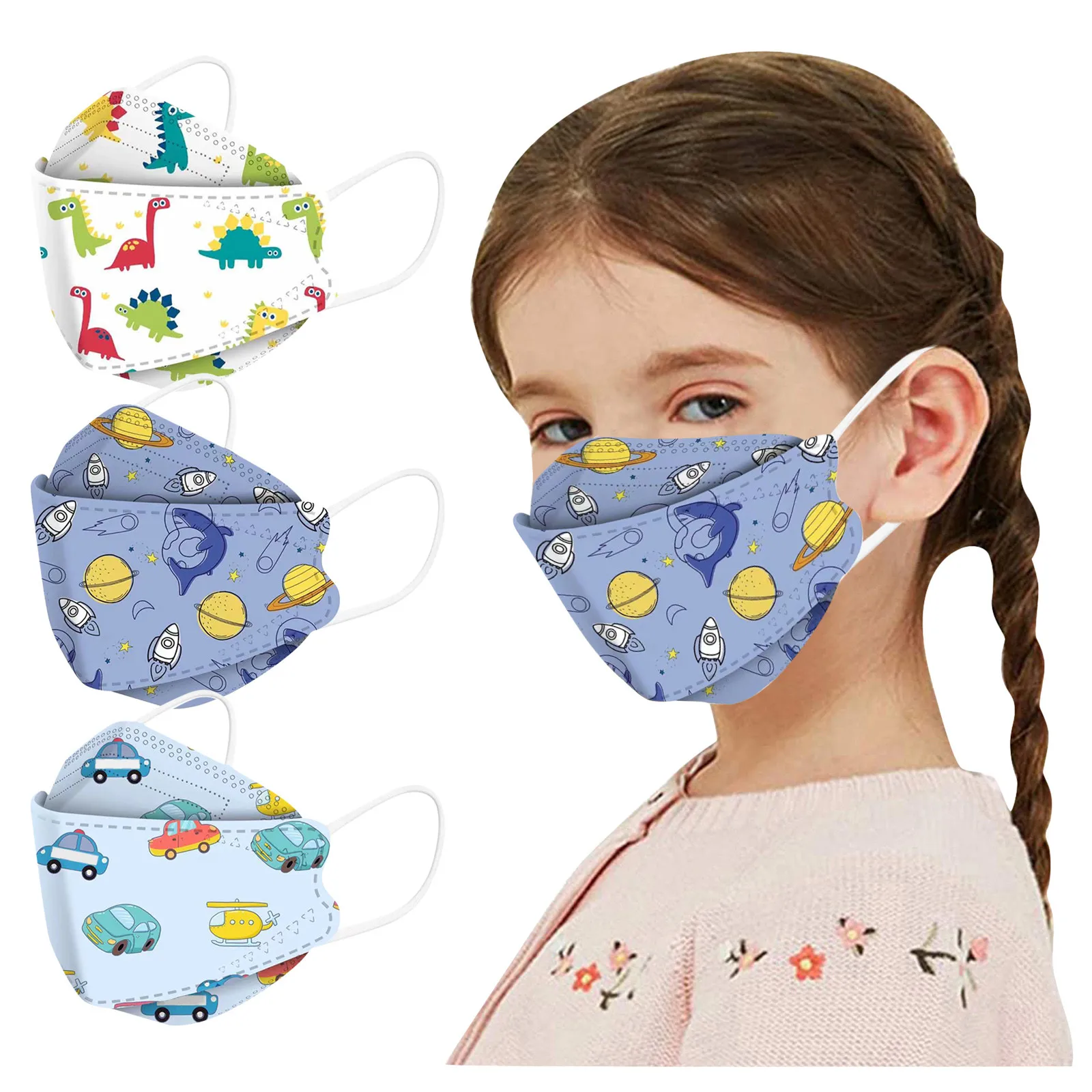 

10PC Kids Reusable Face Mask 4Ply Filter Cartoon Design Breathable Protection Mask Child Baby Masks VIP Decoration