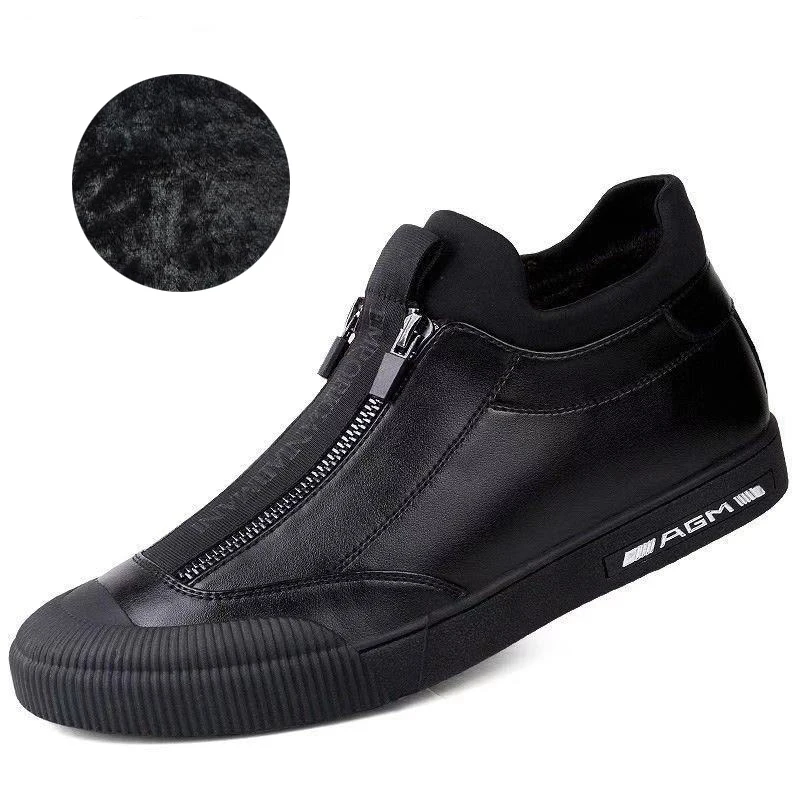 

Winter Warm Men Sport Casual Shoes Popular Man Zip Casual Sneakers Designer Men Walking Footwear Top Quality Mens Flats Sneakers