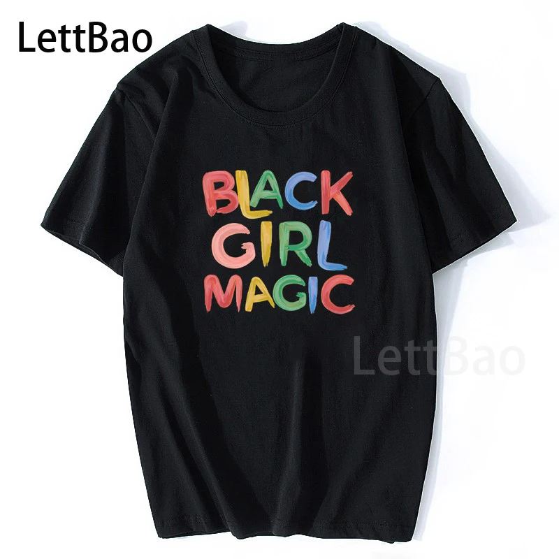 

Melanin Poppin Summer T Shirt Women Harajuku Black Girl Magic Tops Colorful Letter Print Ulzzang Lady Streetwear Plus T-shirts