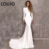 luojo white mermaid wedding dresses open back long sleeves elegant boho sexy backless bride dress 2022 vestido de noiva