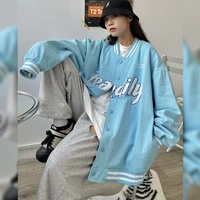 baseball uniform printed jackets female 2021 autumn new korean fashion loose hong kong style all match american jacket trend top