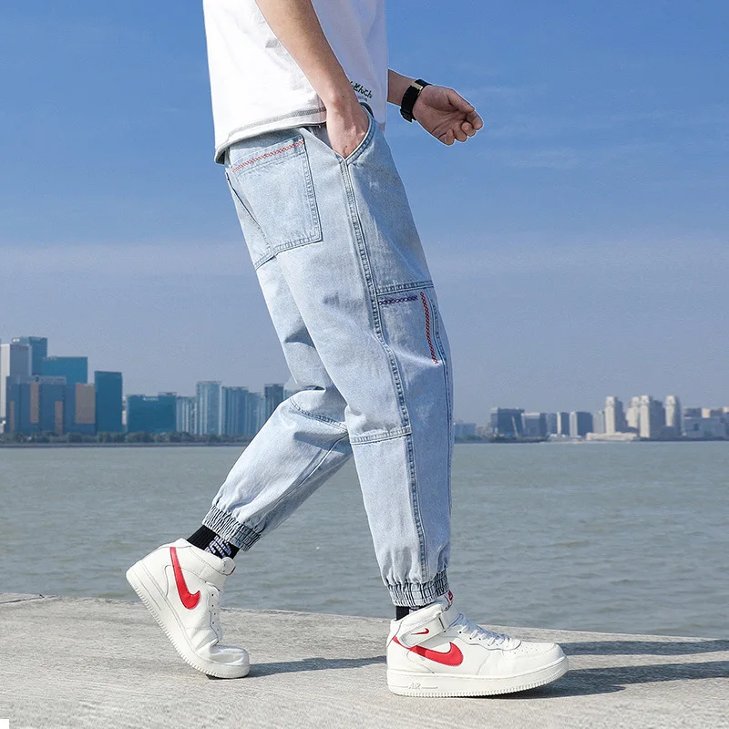 2021 New Streetwear Hip Hop Cargo Pants Men's jeans Cargo Pants Elastic Korean Fashions Harem Pants Casual Sweatpants Men Jogger