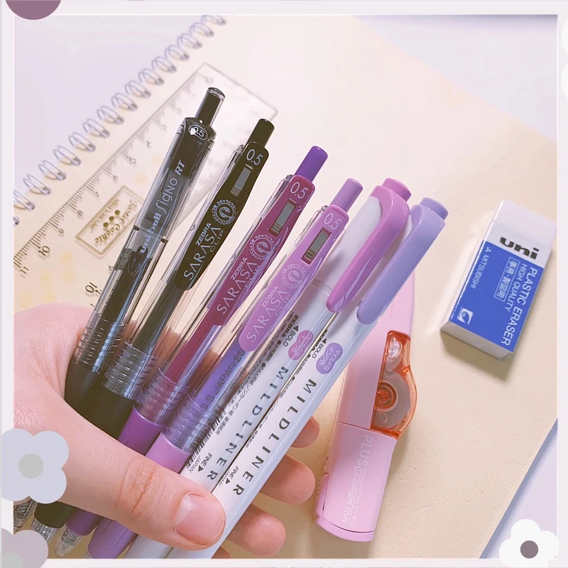 

Zebra SARASA JJ15 Press Gel Pen Ins Cold Wind Retro Color Kawai 0.5 Student Value Control Purple Powder Blue Pen Set