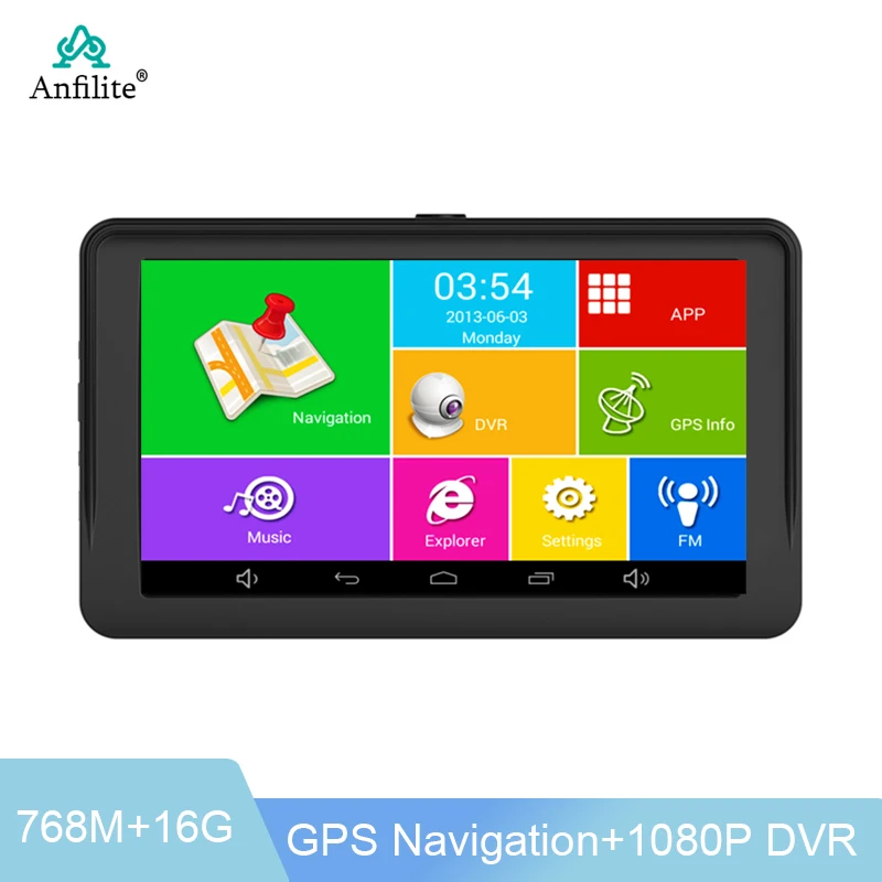 

7 Inch Android Car GPS Navigator Truck Gravity sensor 1080P 16G Touchscreen Navigation Car Bluetooth with Car Dash Camera DVR