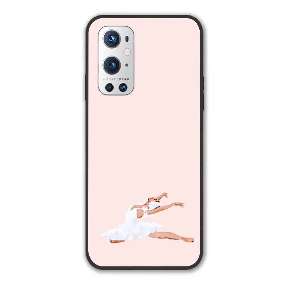 

For OnePlus Baby Pink Ballet Soft TPU Border OnePlus 7 7T 7Pro 8 8T 8Pro 9 9Pro Case