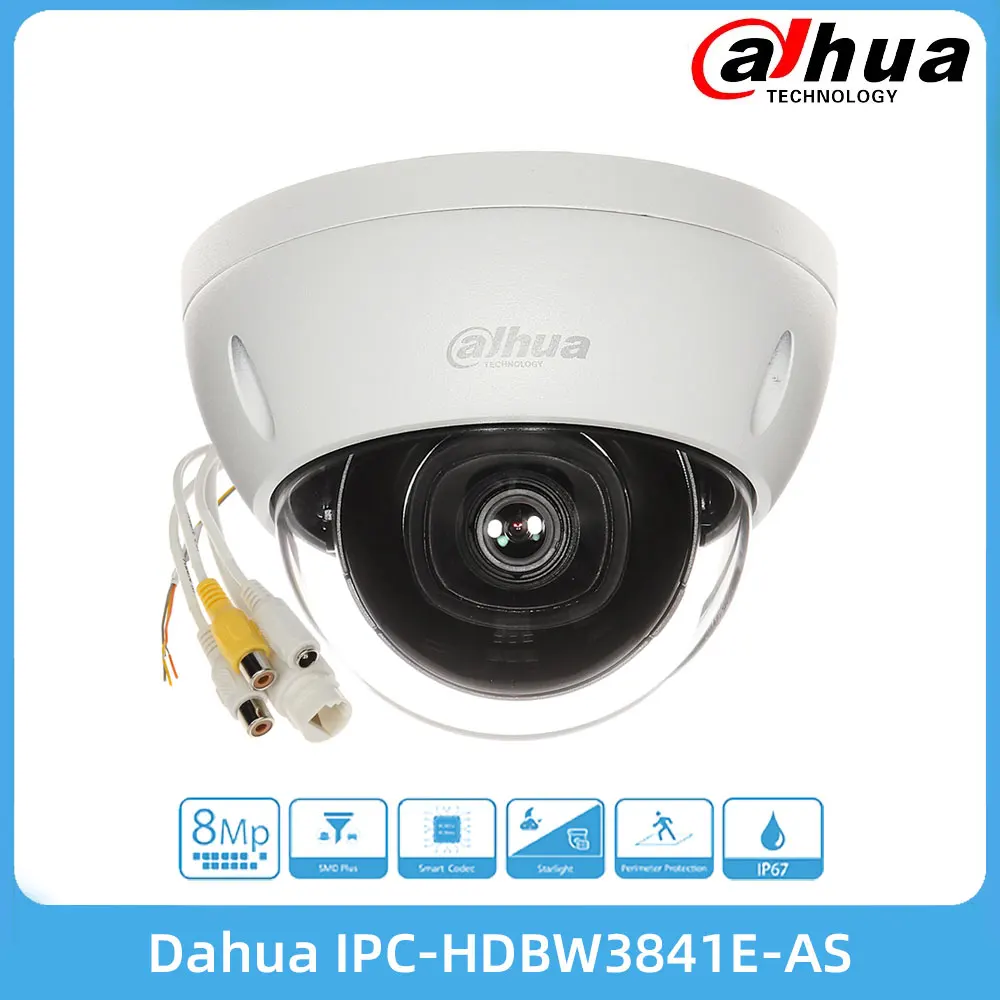 

Dahua IPC-HDBW3841E-AS 8MP IR Fixed Focal Dome WizSense Network Camera IP67 IK10 PoE Power Supply 2.8 3.6mm Lens H.265+ IR
