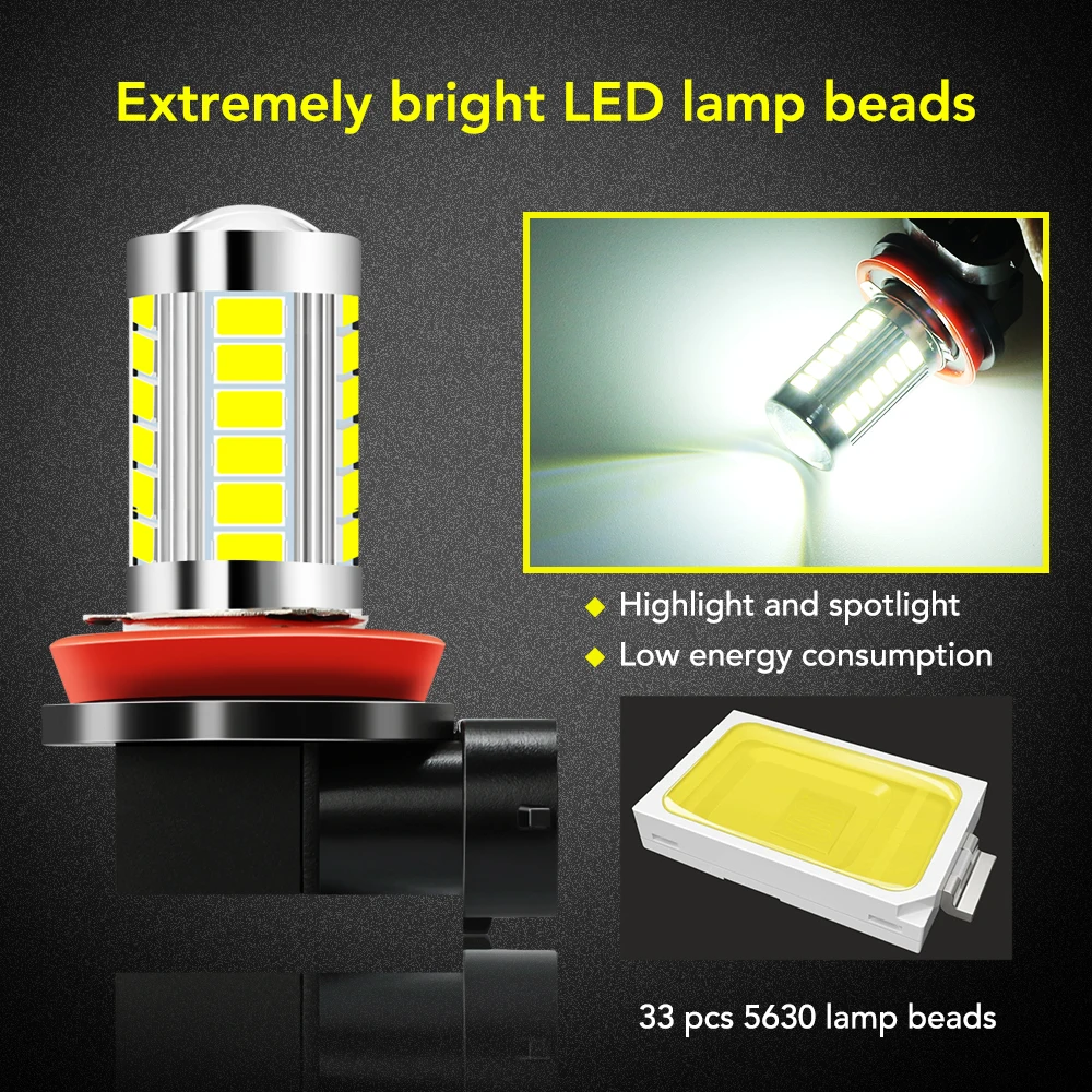 2 шт. H8 H11 светодиодные лампы для противотуманных фар Противотуманные фары