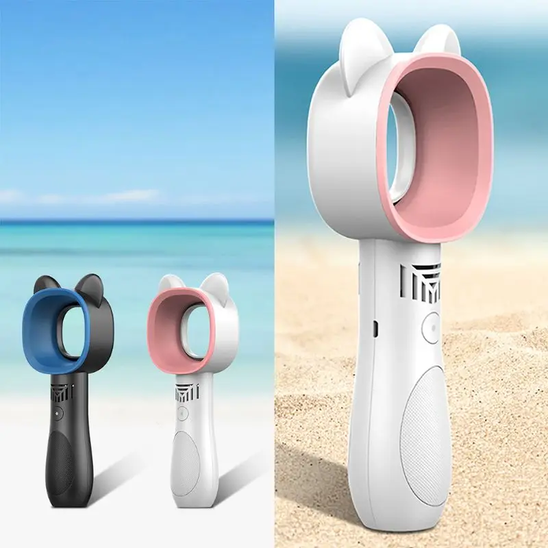 

Portable Mini Outdoor USB Rechargeable Bladeless Fan Handheld Cooler Cooling Fan