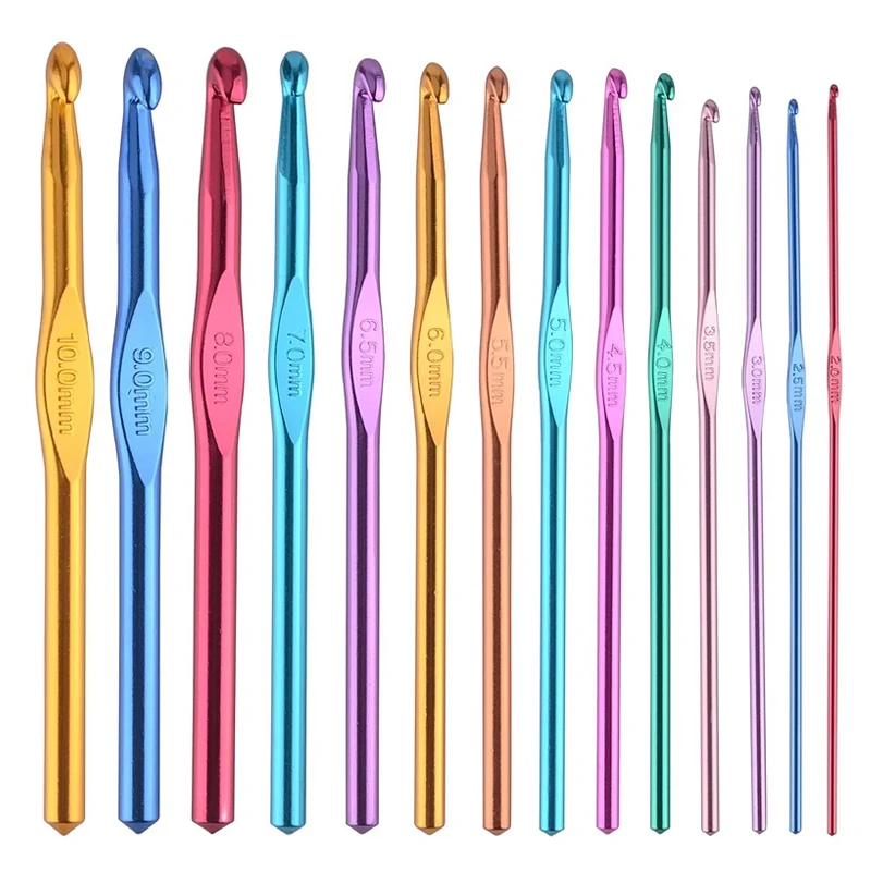 

Aluminum Crochet Hooks Multicolor Mixed 2mm-10mm Knitting Needles DIY Craft Yarn Sewing Needle for Mom's Gift Crochet Tools