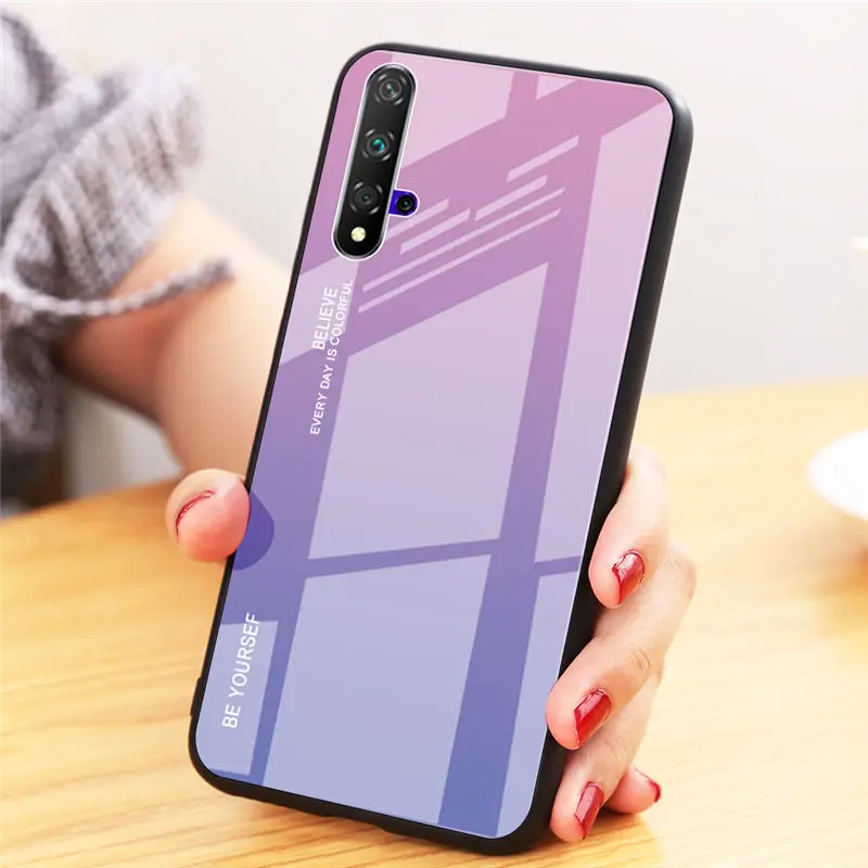 50 шт./лот Градиентная окрашенная защитная стеклянная задняя крышка для телефона Huawei Honor 20 Pro Nova 5i Mate 30 Lite.