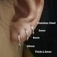 2ps 6mm surgical steel small mini hoop earrings stainless ring nose helix cartilage tragus labret piercing ear studs loop earing