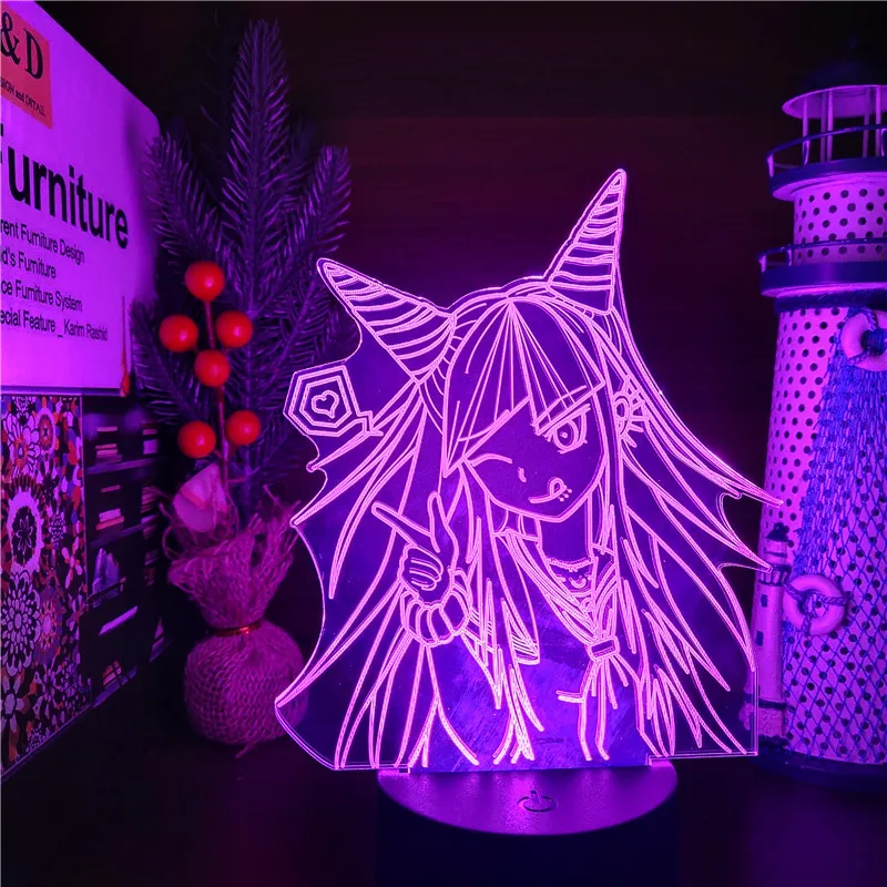 Иллюзия Danganronpa Mioda Ibuki светодиодная 3D Аниме лампа освещение ночники Меняющие цвет