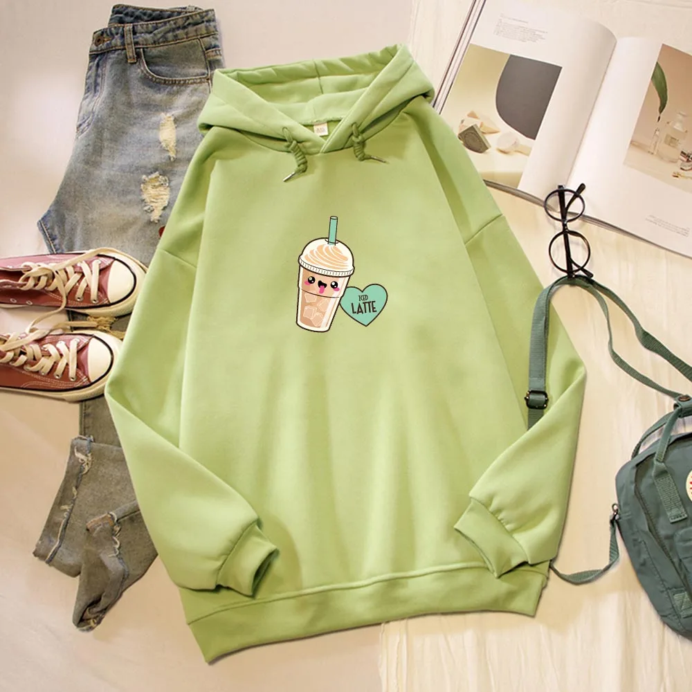 

Женская толстовка с капюшоном, с изображением напитков, молока, чая